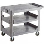Lavex Medium Black 2-Shelf Utility Cart with Flat Top and Built-In Tool Compartment - 38 Lavex Medium Black 2-Shelf Utility Cart with Flat Top and Built-In Tool Compartment - 38