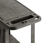 Lavex Medium Black 2-Shelf Utility Cart with Flat Top and Built-In Tool Compartment - 38 Lavex Medium Black 2-Shelf Utility Cart with Flat Top and Built-In Tool Compartment - 38