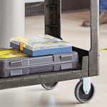 Lavex Medium Black 2-Shelf Utility Cart with Flat Top and Built-In Tool Compartment - 38 Lavex Medium Black 2-Shelf Utility Cart with Flat Top and Built-In Tool Compartment - 38