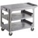Lavex Medium Black 2-Shelf Utility Cart with Flat Top and Built-In Tool Compartment - 38 Lavex Medium Black 2-Shelf Utility Cart with Flat Top and Built-In Tool Compartment - 38