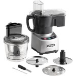 Waring WFP16SC Combination Food Processor with 4 Qt. Clear Bowl, Continuous Feed Attachment, and 3 Discs - 2 hp