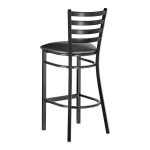 Lancaster Table & Seating Black Finish Ladder Back Bar Stool with 2 1/2 Lancaster Table & Seating Black Finish Ladder Back Bar Stool with 2 1/2