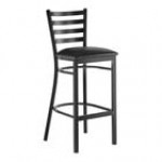 Lancaster Table & Seating Black Finish Ladder Back Bar Stool with 2 1/2 Lancaster Table & Seating Black Finish Ladder Back Bar Stool with 2 1/2