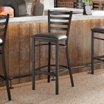 Lancaster Table & Seating Black Finish Ladder Back Bar Stool with 2 1/2 Lancaster Table & Seating Black Finish Ladder Back Bar Stool with 2 1/2