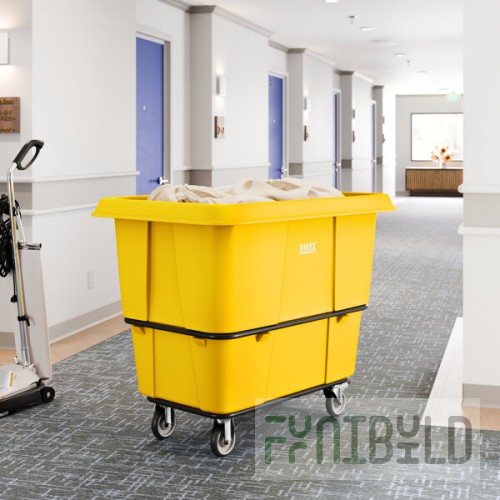 Lavex 16 Cubic Foot Yellow Leakproof Cube Truck (1000 lb. Capacity)