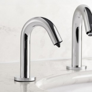 Waterloo 33.8 fl. oz. (1,000 mL) Automatic Deck-Mounted Short Chrome Soap Dispenser with Foam Spout Waterloo 33.8 fl. oz. (1,000 mL) Automatic Deck-Mounted Short Chrome Soap Dispenser with Foam Spout