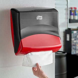 Tork Performance W4 Red / Smoke Folded Wiper / Cloth Dispenser 6540281 Tork Performance W4 Red / Smoke Folded Wiper / Cloth Dispenser 6540281