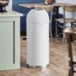 Lancaster Table & Seating 15 Gallon White Powder-Coated Metal Round Decorative Trash Can with Open Dome Lid Lancaster Table & Seating 15 Gallon White Powder-Coated Metal Round Decorative Trash Can with Open Dome Lid