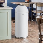 Lancaster Table & Seating 15 Gallon White Powder-Coated Metal Round Decorative Trash Can with Open Dome Lid Lancaster Table & Seating 15 Gallon White Powder-Coated Metal Round Decorative Trash Can with Open Dome Lid