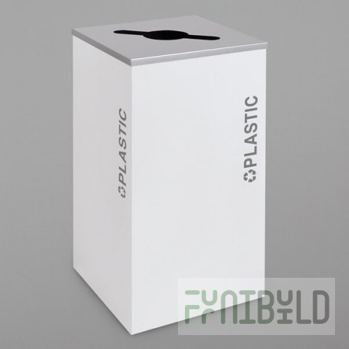 Ex-Cell Kaiser RC-KDSQ-PL BT-WHT Black Tie Kaleidoscope White Gloss Square 24 Gallon Plastic Receptacle