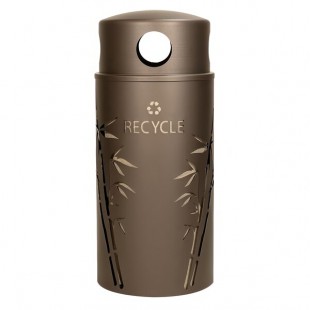 Ex-Cell Kaiser NS33-BB R BRZX Nature Series Round 33 Gallon Steel Brown Bamboo Recycling Bin Ex-Cell Kaiser NS33-BB R BRZX Nature Series Round 33 Gallon Steel Brown Bamboo Recycling Bin