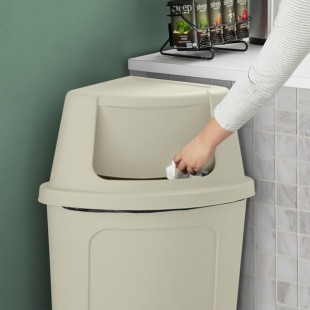 Lavex 21 Gallon Beige Corner Round Push Door Trash Can Lid Lavex 21 Gallon Beige Corner Round Push Door Trash Can Lid