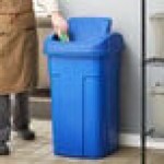 Toter Slimline Blue 35 Gallon Square Trash Can with Square Lid