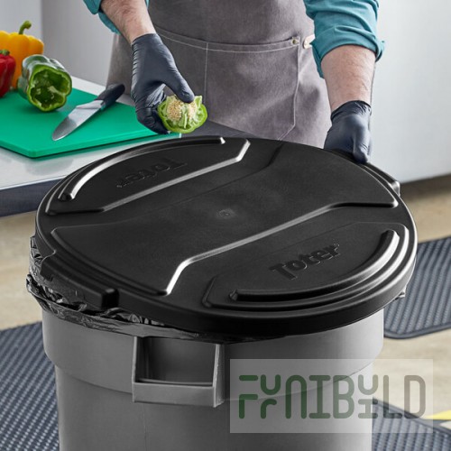 Toter RND32-L0200 Black Lid for 32 Gallon Round Trash Cans