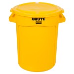 Rubbermaid® BRUTE 32 Gallon Yellow Round Trash Can and Lid