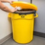Rubbermaid® BRUTE 32 Gallon Yellow Round Trash Can and Lid