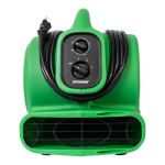 XPOWER P-230AT-Green 3-Speed Compact Air Mover with GFCI Power Outlets and Timer - 1/5 hp