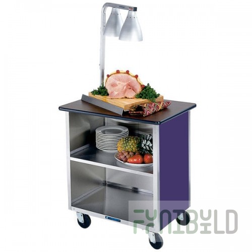 Lakeside 626P Heavy-Duty Stainless Steel Three Shelf Flat Top Utility Cart with Enclosed Base and Purple Finish - 18 3/4