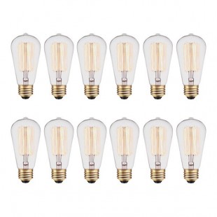 Globe 40W Dimmable Clear Incandescent Tungsten Filament Edison Lamp, 120 Lumens, 2,200K (S60) - 12/Case Globe 40W Dimmable Clear Incandescent Tungsten Filament Edison Lamp, 120 Lumens, 2,200K (S60) - 12/Case