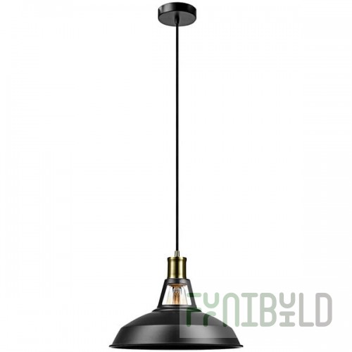 Globe Industrial Luxe Black / Antique Brass Pendant Light - 120V, 60W