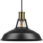 Globe Industrial Luxe Black / Antique Brass Pendant Light - 120V, 60W
