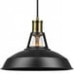 Globe Industrial Luxe Black / Antique Brass Pendant Light - 120V, 60W