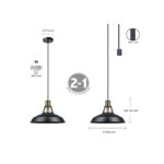 Globe Industrial Luxe Black / Antique Brass Pendant Light - 120V, 60W