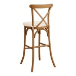 Lancaster Table & Seating Vineyard Barrel Brown Wood Cross Back Bar Stool with 2