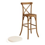Lancaster Table & Seating Vineyard Barrel Brown Wood Cross Back Bar Stool with 2