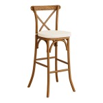 Lancaster Table & Seating Vineyard Barrel Brown Wood Cross Back Bar Stool with 2