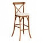 Lancaster Table & Seating Vineyard Barrel Brown Wood Cross Back Bar Stool with 2