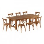 Lancaster Table & Seating Vineyard Barrel Brown Wood Cross Back Bar Stool with 2