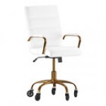 Flash Furniture Camilia Black LeatherSoft Mid-Back Swivel Office Chair with Gold Frame, Arms, and Roller Wheels Flash Furniture Camilia Black LeatherSoft Mid-Back Swivel Office Chair with Gold Frame, Arms, and Roller Wheels