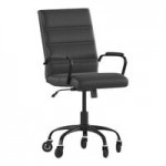 Flash Furniture Camilia Black LeatherSoft Mid-Back Swivel Office Chair with Gold Frame, Arms, and Roller Wheels Flash Furniture Camilia Black LeatherSoft Mid-Back Swivel Office Chair with Gold Frame, Arms, and Roller Wheels