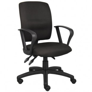 Boss B3037-BK Black Fabric Multi-Function Task Chair with Loop Arms Boss B3037-BK Black Fabric Multi-Function Task Chair with Loop Arms