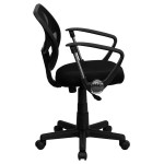 Flash Furniture WA-3074-BK-A-GG Mid-Back Black Mesh Office / Task Chair with Nylon Frame, Swivel Base, and Polyurethane Arms