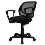 Flash Furniture WA-3074-BK-A-GG Mid-Back Black Mesh Office / Task Chair with Nylon Frame, Swivel Base, and Polyurethane Arms