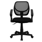 Flash Furniture WA-3074-BK-A-GG Mid-Back Black Mesh Office / Task Chair with Nylon Frame, Swivel Base, and Polyurethane Arms
