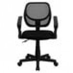 Flash Furniture WA-3074-BK-A-GG Mid-Back Black Mesh Office / Task Chair with Nylon Frame, Swivel Base, and Polyurethane Arms