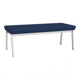 Lesro Newport Patriot Plus Imperial Blue Vinyl 2-Seat Bench with Silver Powder-Coated Steel Legs