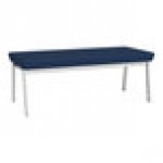 Lesro Newport Patriot Plus Imperial Blue Vinyl 2-Seat Bench with Silver Powder-Coated Steel Legs
