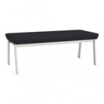 Lesro Newport Patriot Plus Imperial Blue Vinyl 2-Seat Bench with Silver Powder-Coated Steel Legs
