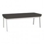 Lesro Newport Patriot Plus Imperial Blue Vinyl 2-Seat Bench with Silver Powder-Coated Steel Legs