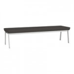 Lesro Newport Patriot Plus Imperial Blue Vinyl 2-Seat Bench with Silver Powder-Coated Steel Legs