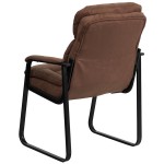 Flash Furniture GO-1156-BN-GG Brown Microfiber Executive Side Chair with Sled Base