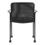 Boss Black Mesh / Caressoft Vinyl Stackable Guest Chair with Arms and Casters