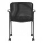 Boss Black Mesh / Caressoft Vinyl Stackable Guest Chair with Arms and Casters