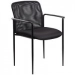 Boss Black Mesh / Caressoft Vinyl Stackable Guest Chair with Arms and Casters