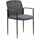Boss Black Mesh / Caressoft Vinyl Stackable Guest Chair with Arms and Casters