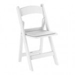 Lancaster Table & Seating White Resin Folding Chair with Vinyl Seat Lancaster Table & Seating White Resin Folding Chair with Vinyl Seat